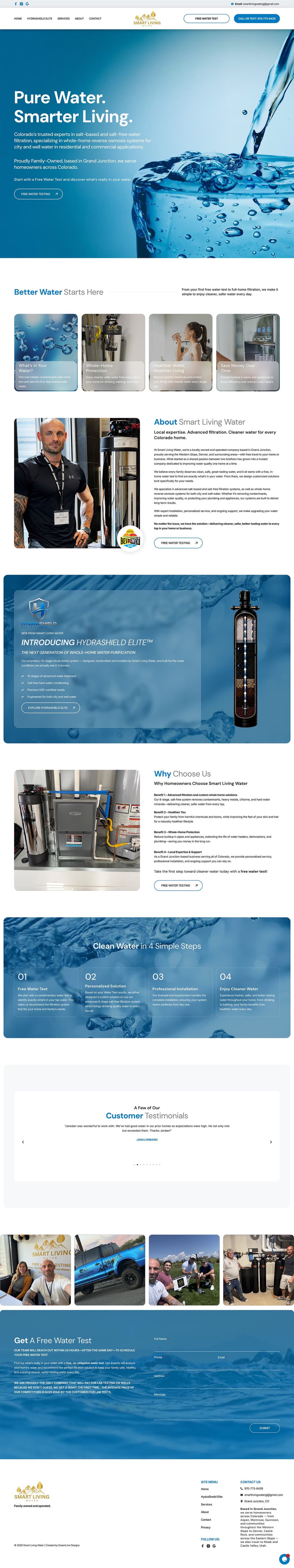 Full-length Smart Living Water homepage design