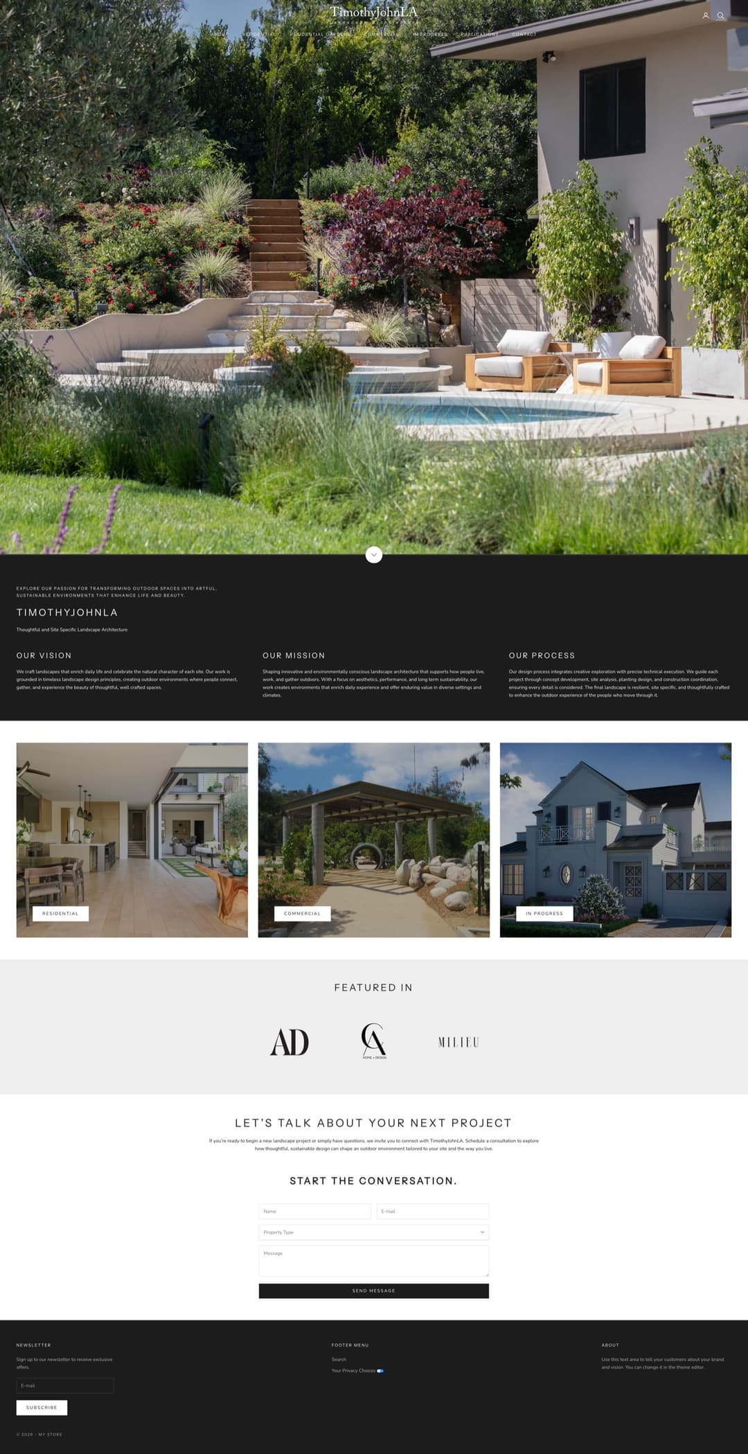 Full-length TimothyJohnLA homepage design