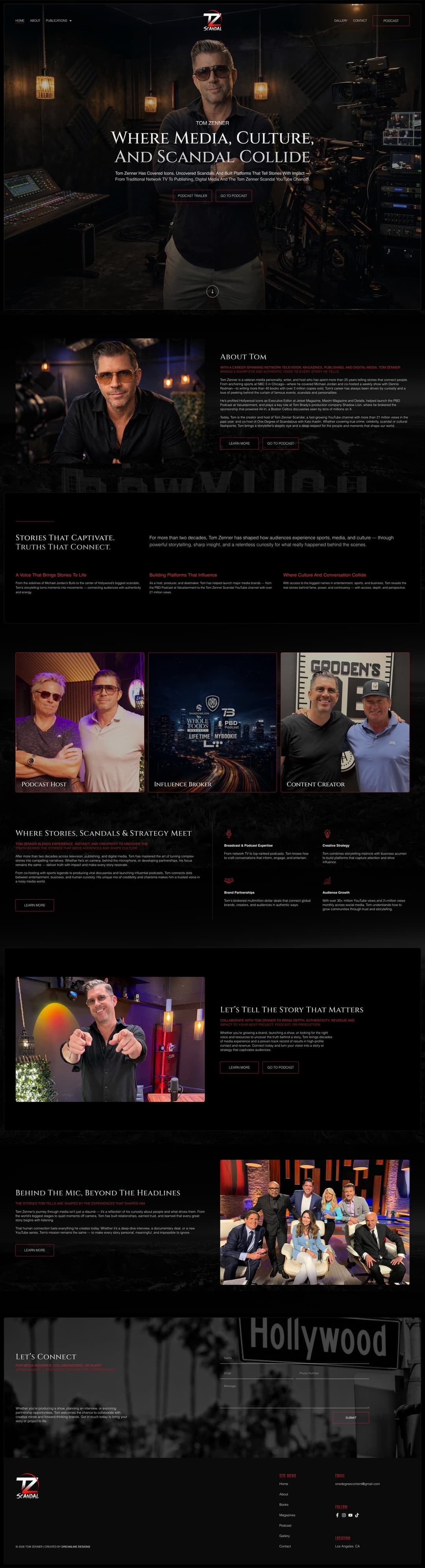 Full-length TZ Scandal homepage design