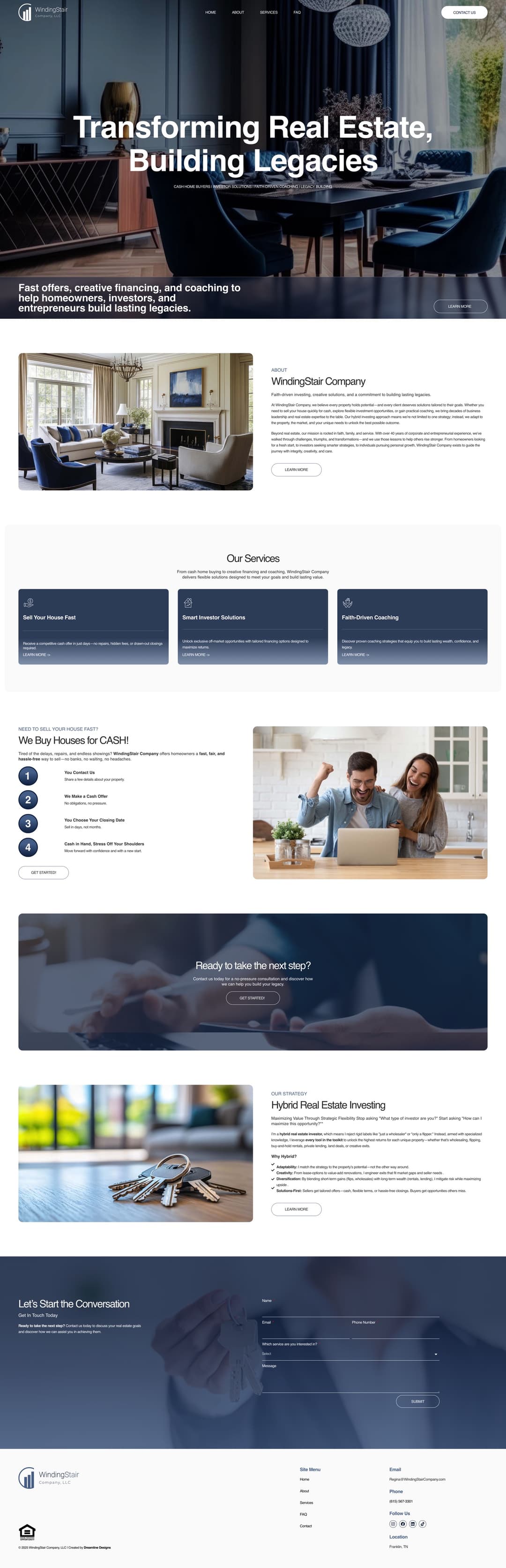 Full-length WindingStair Company homepage design