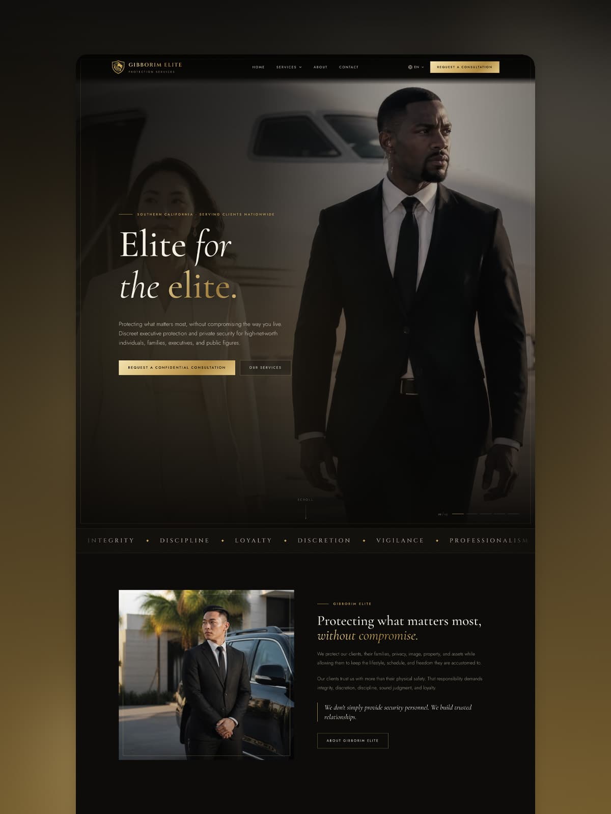 Gibborim Elite Protection Services website design by Coast Creative