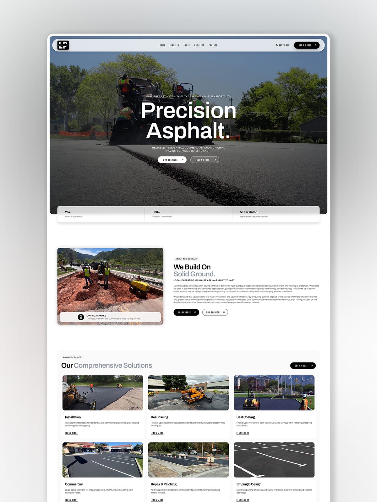 Lion Paving website design