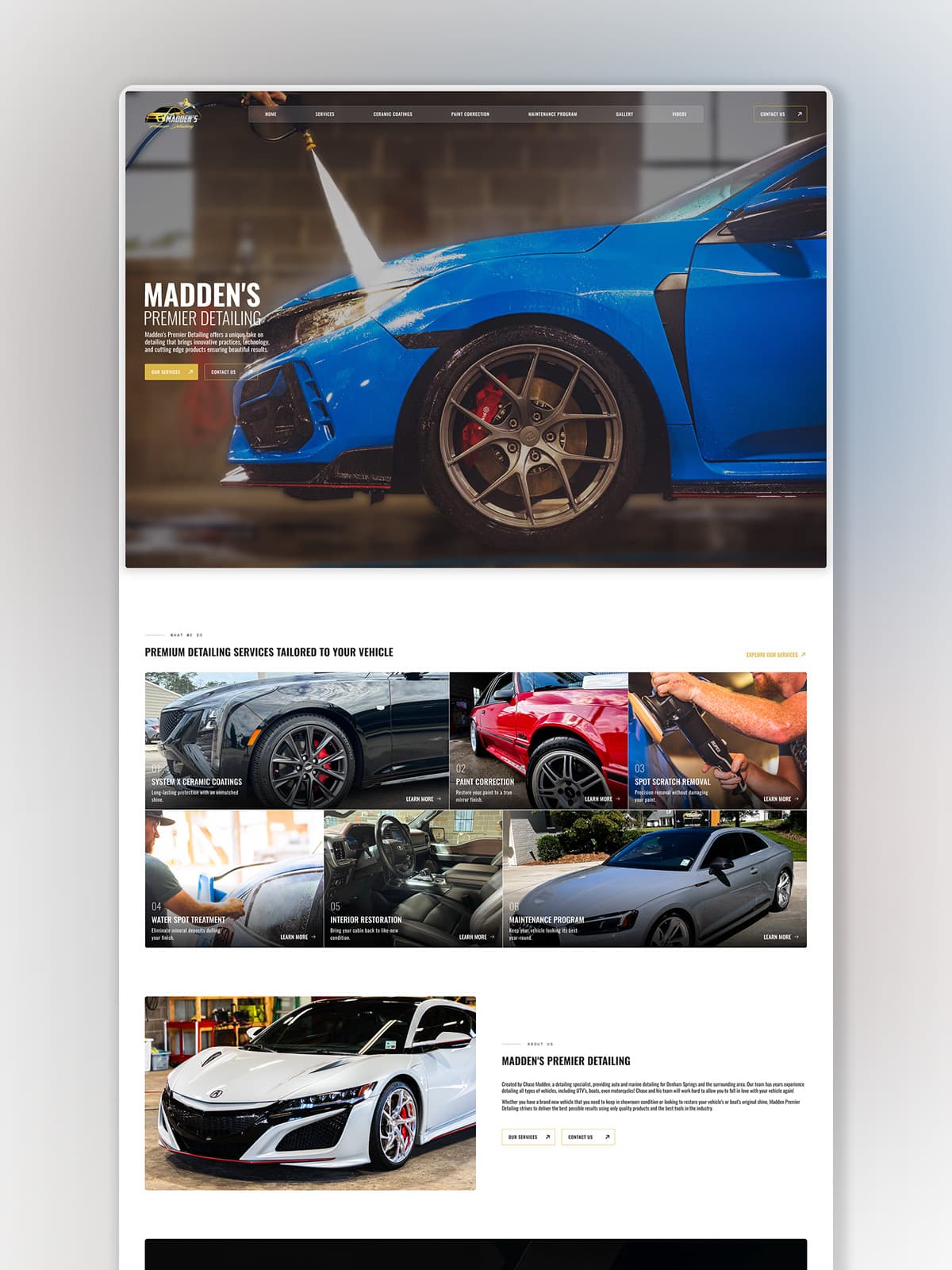 Madden's Premier Detailing website design