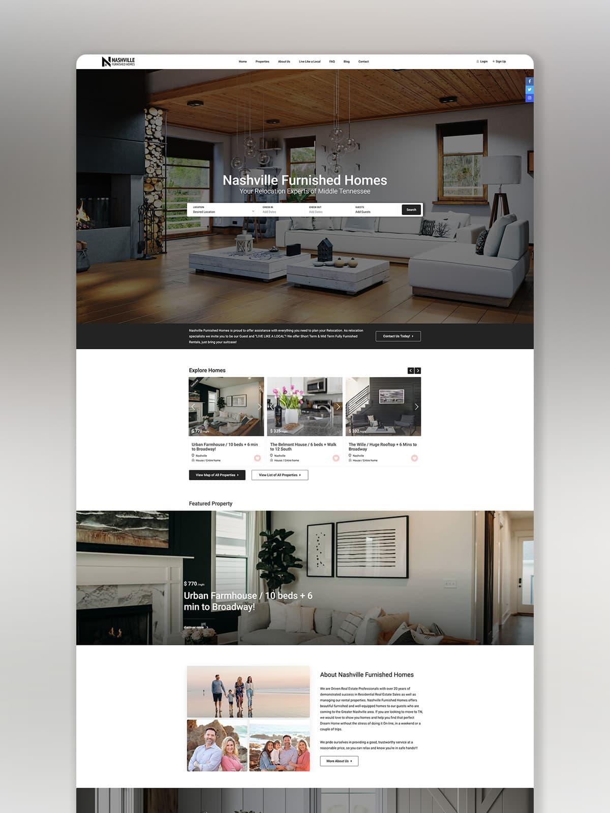 Nashville Furnished Homes website design
