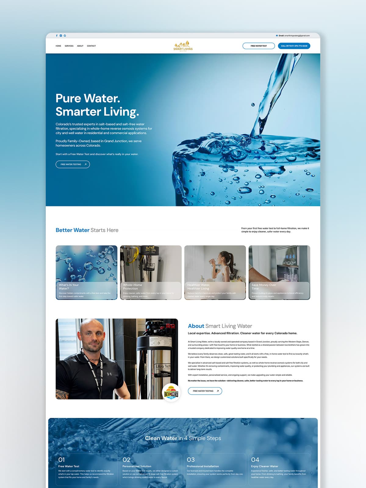 Smart Living Water website design by Coast Creative