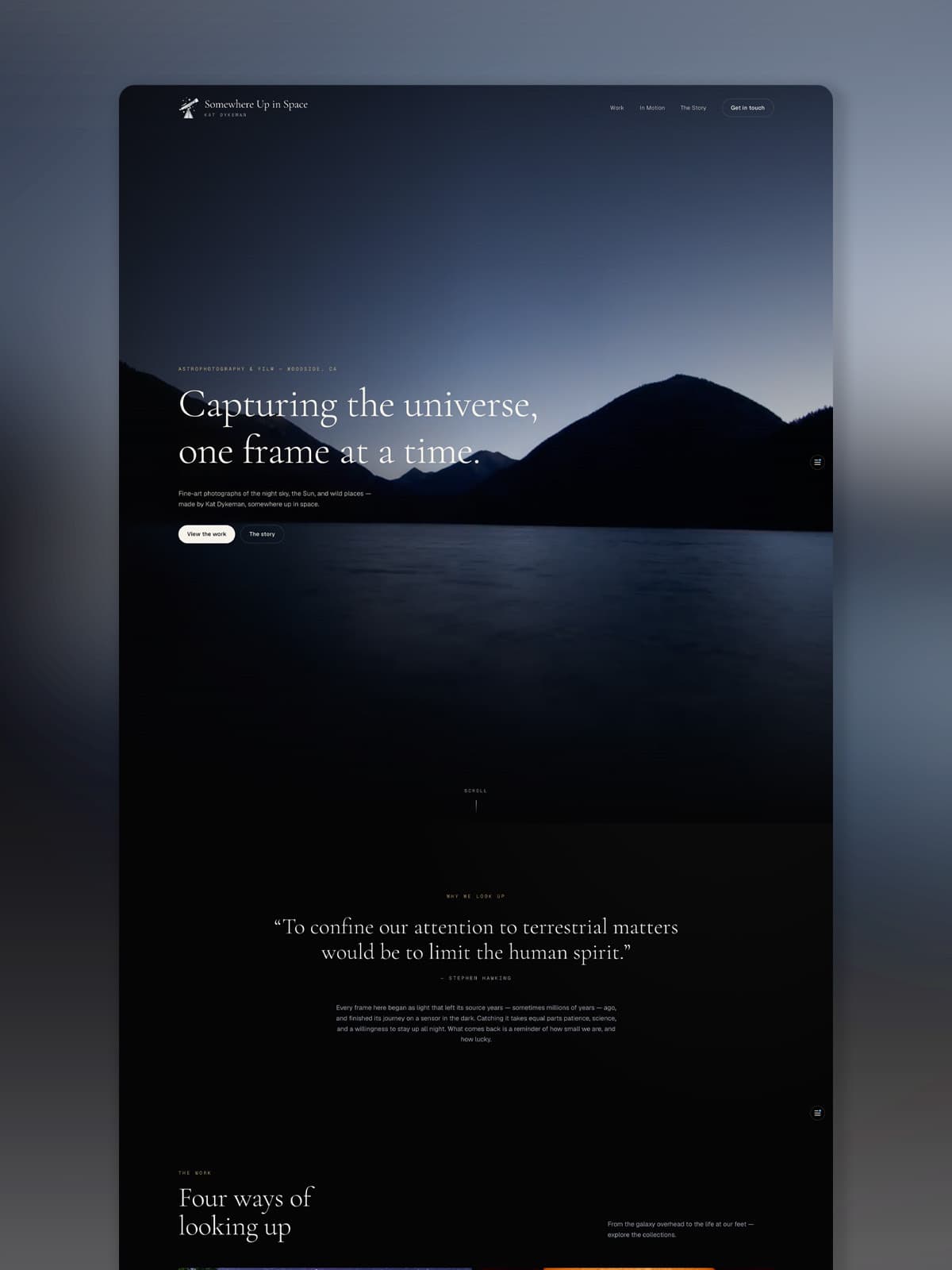 Somewhere Up in Space website design