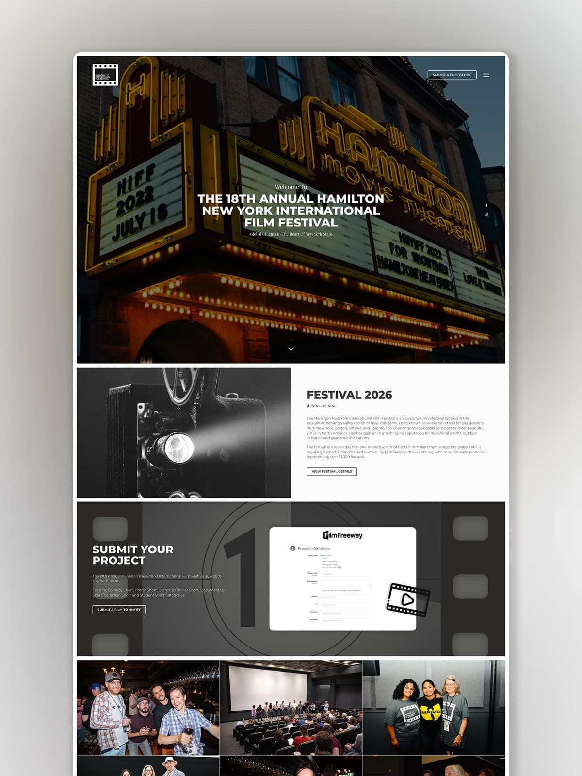 Hamilton International Film Festival website design