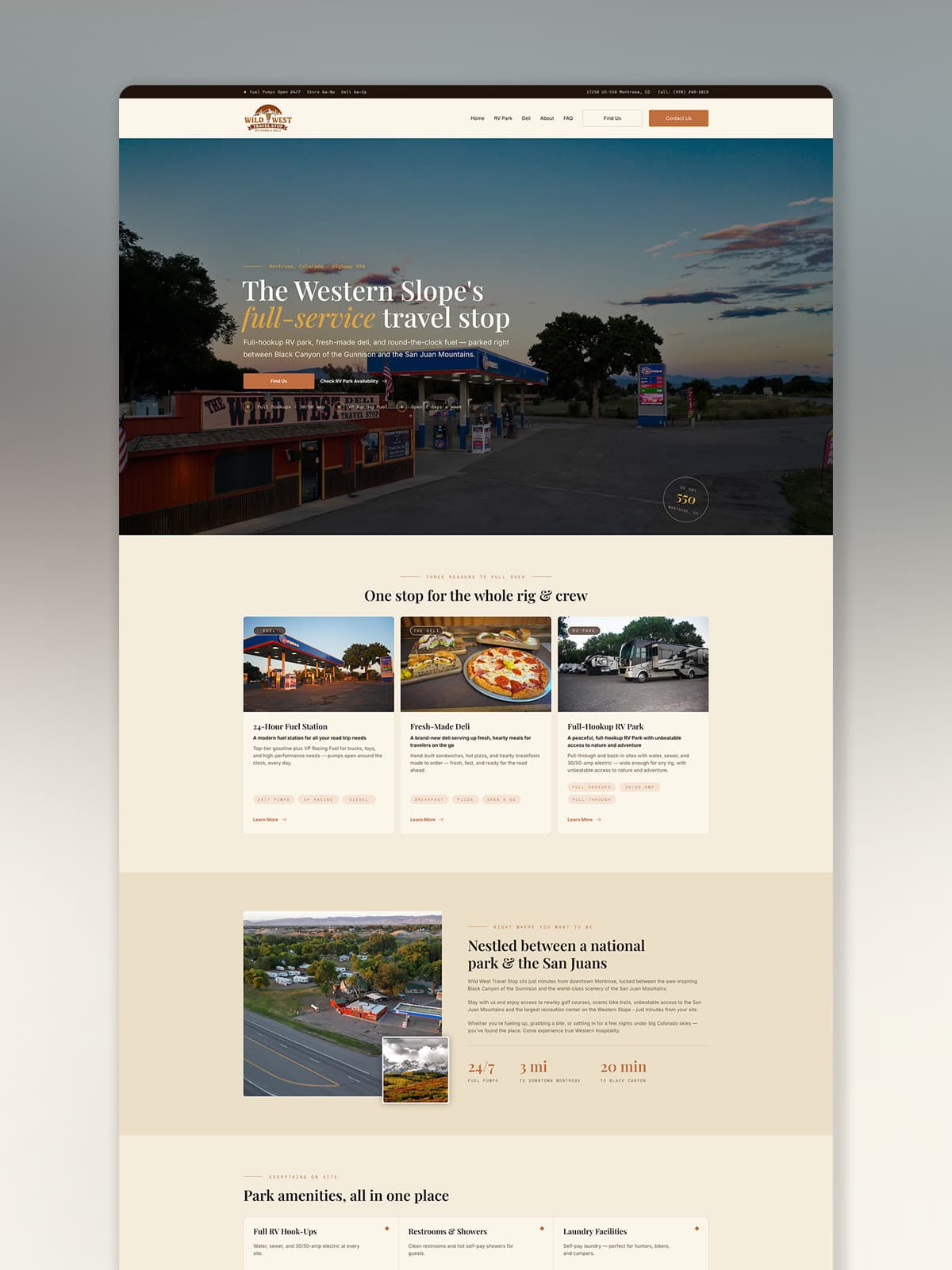 Wild West Travel Stop website design
