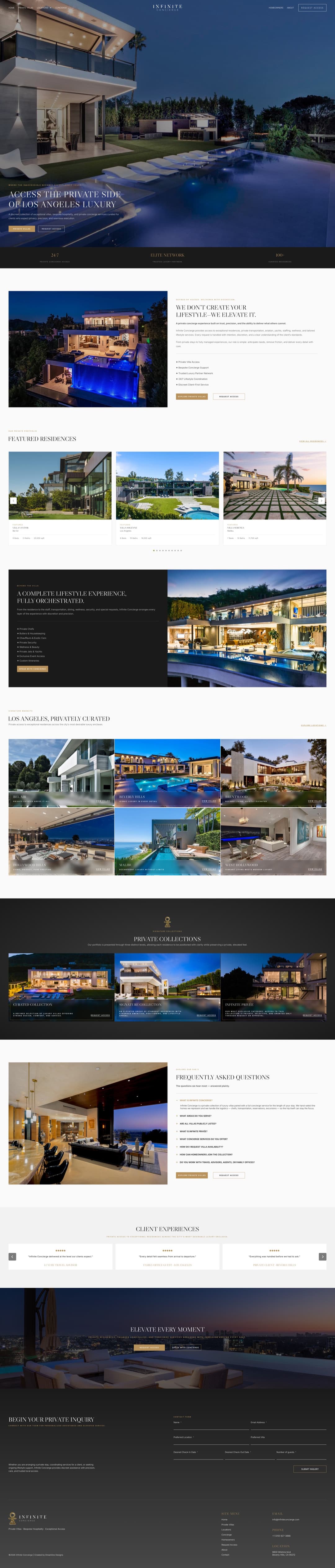 Full-length Infinite Concierge homepage design