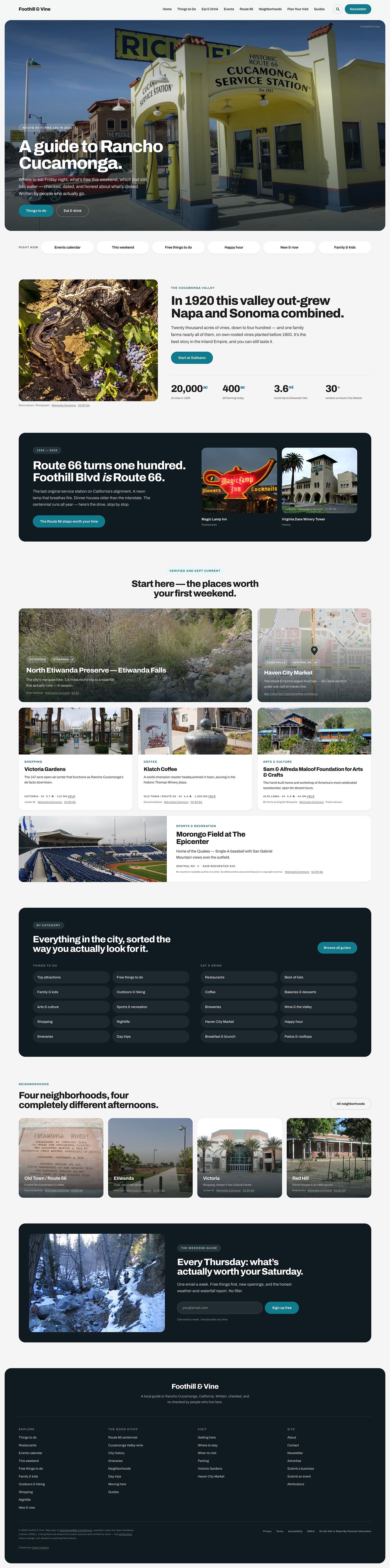 Full-length Foothill & Vine homepage design