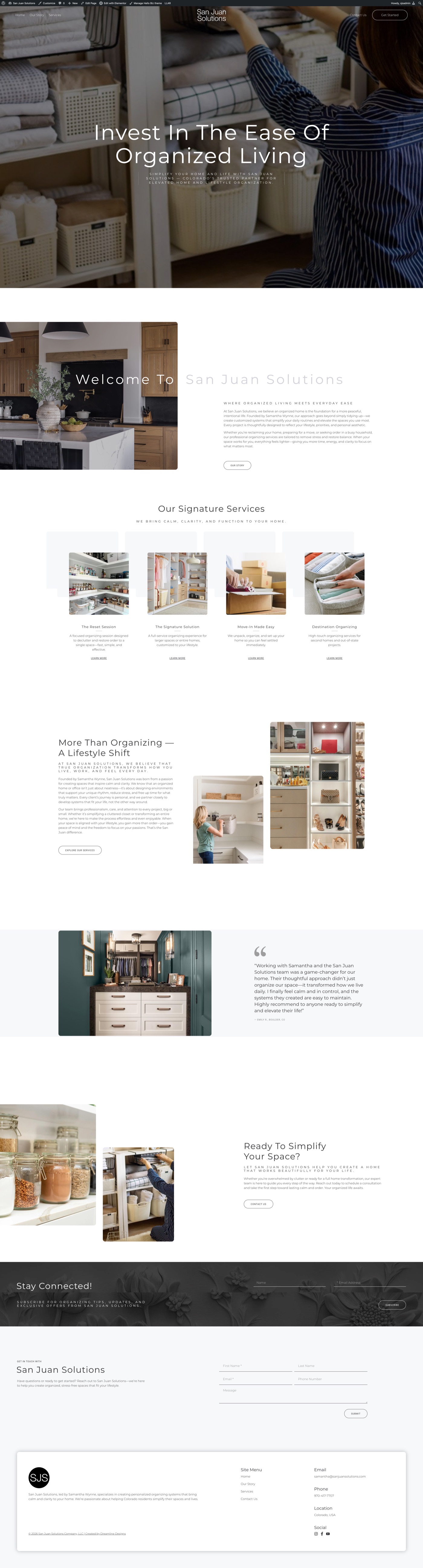 Full-length San Juan Solutions homepage design