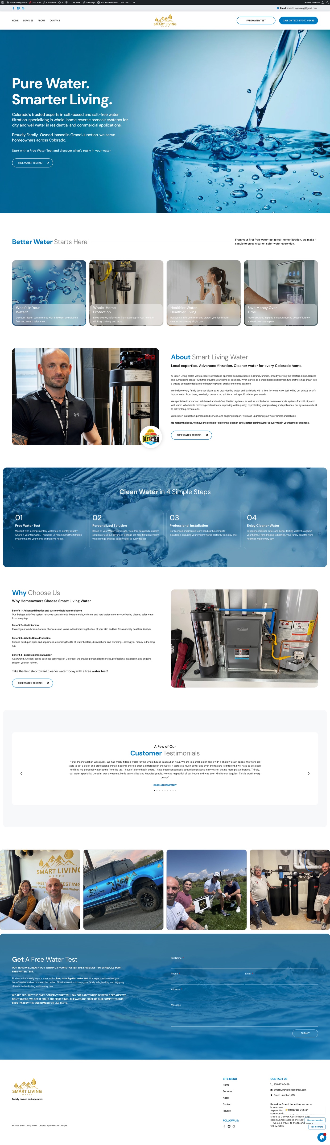 Full-length Smart Living Water homepage design